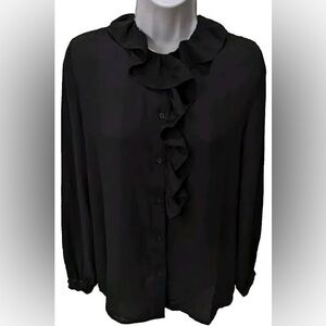 Nili Lotan NWOT Black Ruffle Blouse - 2X
